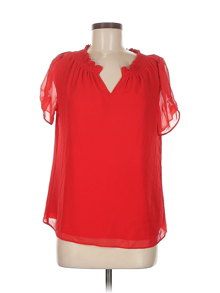 Pre-owned Talbots Short Sleeve Blouse In Red