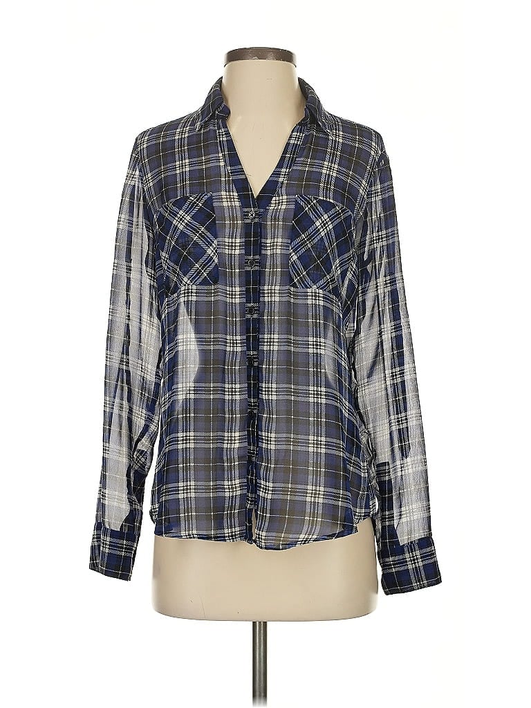 Pre-owned Express Long Sleeve Blouse In Blue