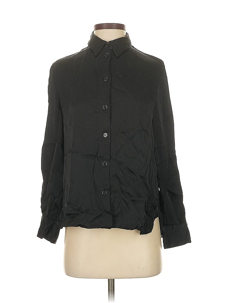 Pre-owned Zara Long Sleeve Blouse In Black