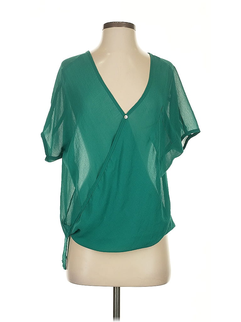 Pre-owned Final Touch Short Sleeve Blouse In Green