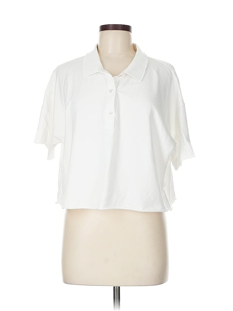 Pre-owned Offline By Aerie Short Sleeve Polo Shirt In White