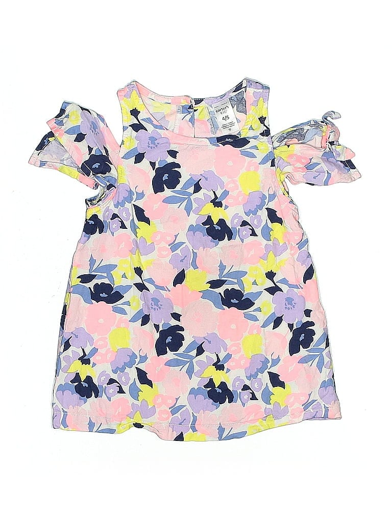 Pre-owned Carter's Kids' Short Sleeve Top Pink Cold Shoulder Neckline Tops