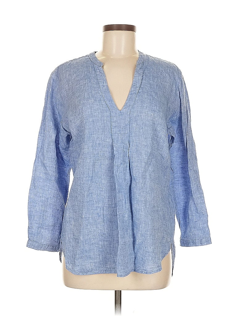 Pre-owned L.l.bean 3/4 Sleeve Blouse In Blue