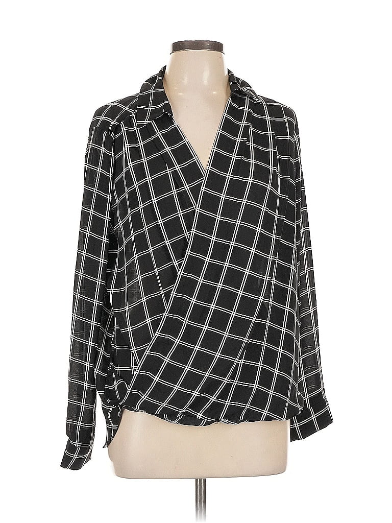 Pre-owned Pleione Long Sleeve Blouse In Black