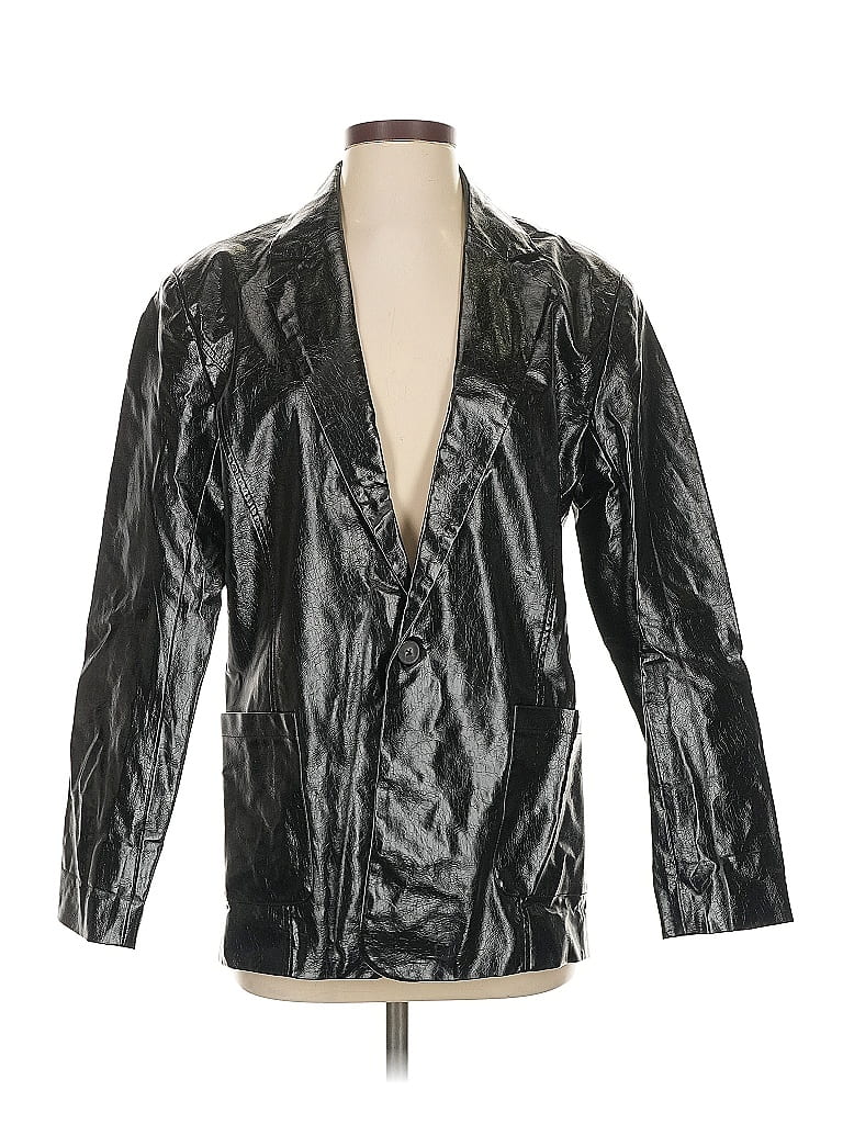 Click to view more detailed imagery on our partner's website Pre-owned Reclaimed Vintage Faux Leather Jacket In Silver