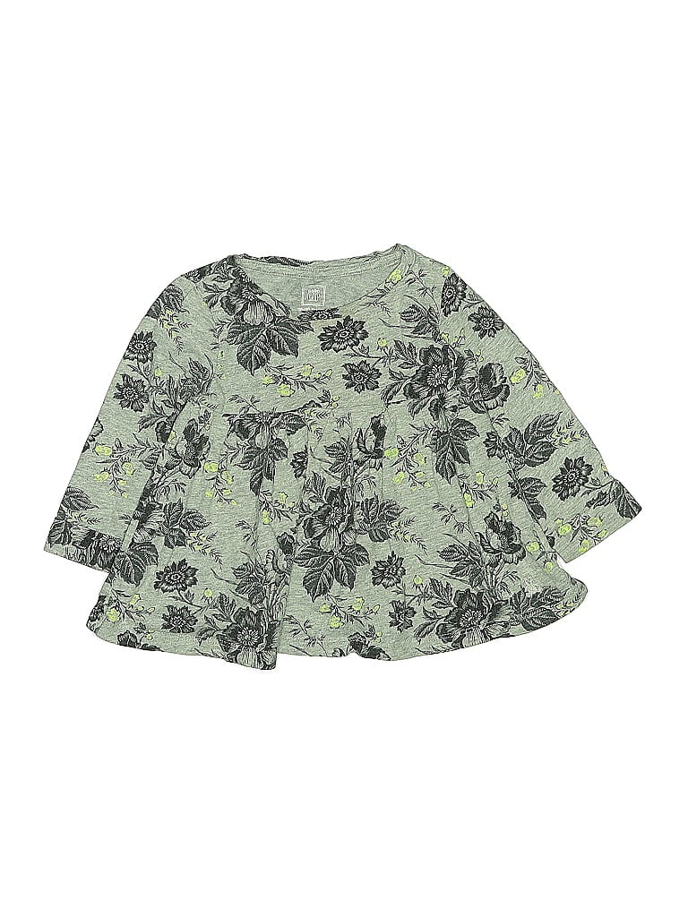 Pre-owned Baby Gap Kids' 3/4 Sleeve Top Green Keyhole Neckline Tops