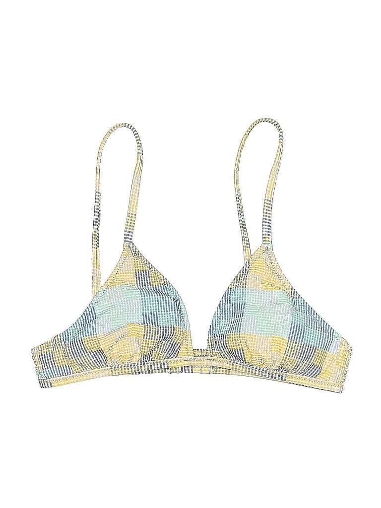Pre-owned Aerie Swimsuit Top Yellow Argyle Pattern Swimwear
