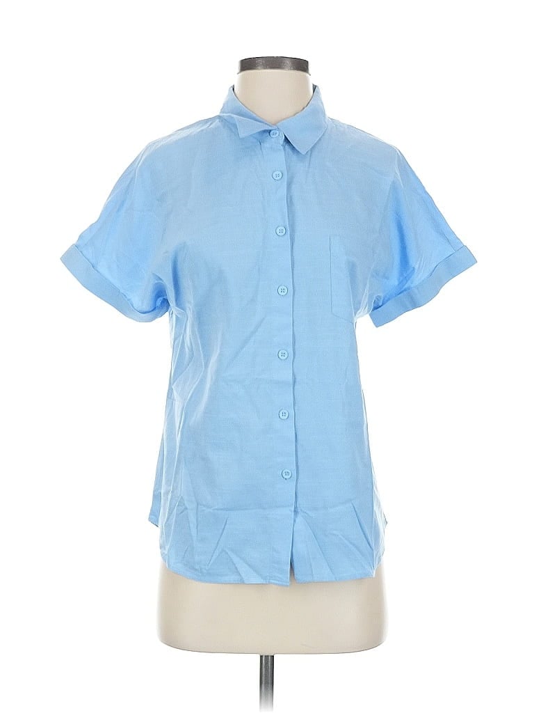 Pre-owned Assorted Brands Short Sleeve Button Down Shirt In Blue