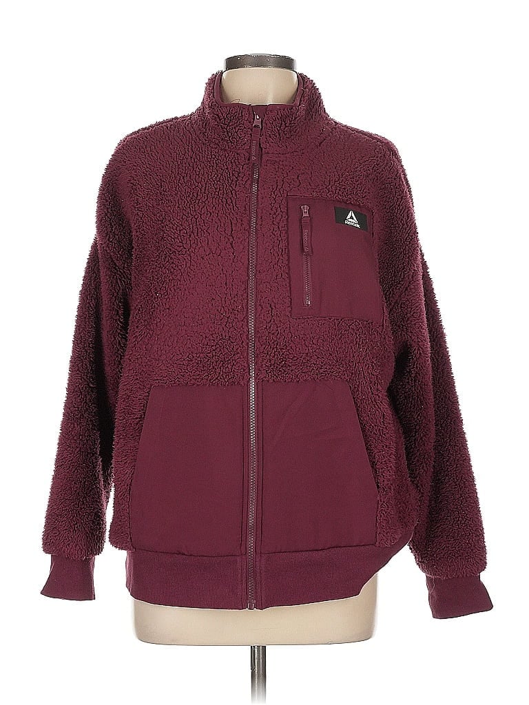 Pre-owned Reebok Zip Up Hoodie In Burgundy