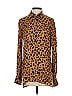 Rosetta Getty Animal Print Brown Long Sleeve Blouse Size 0 - photo 1