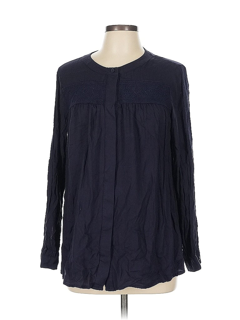 Pre-owned Lane Bryant Long Sleeve Blouse In Blue