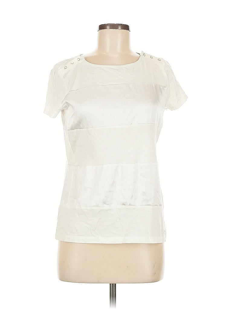Pre-owned Tommy Hilfiger Short Sleeve Top White Scoop Neck Tops