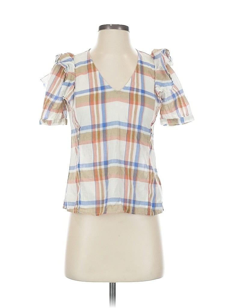 Pre-owned Madewell Short Sleeve Blouse In Brown