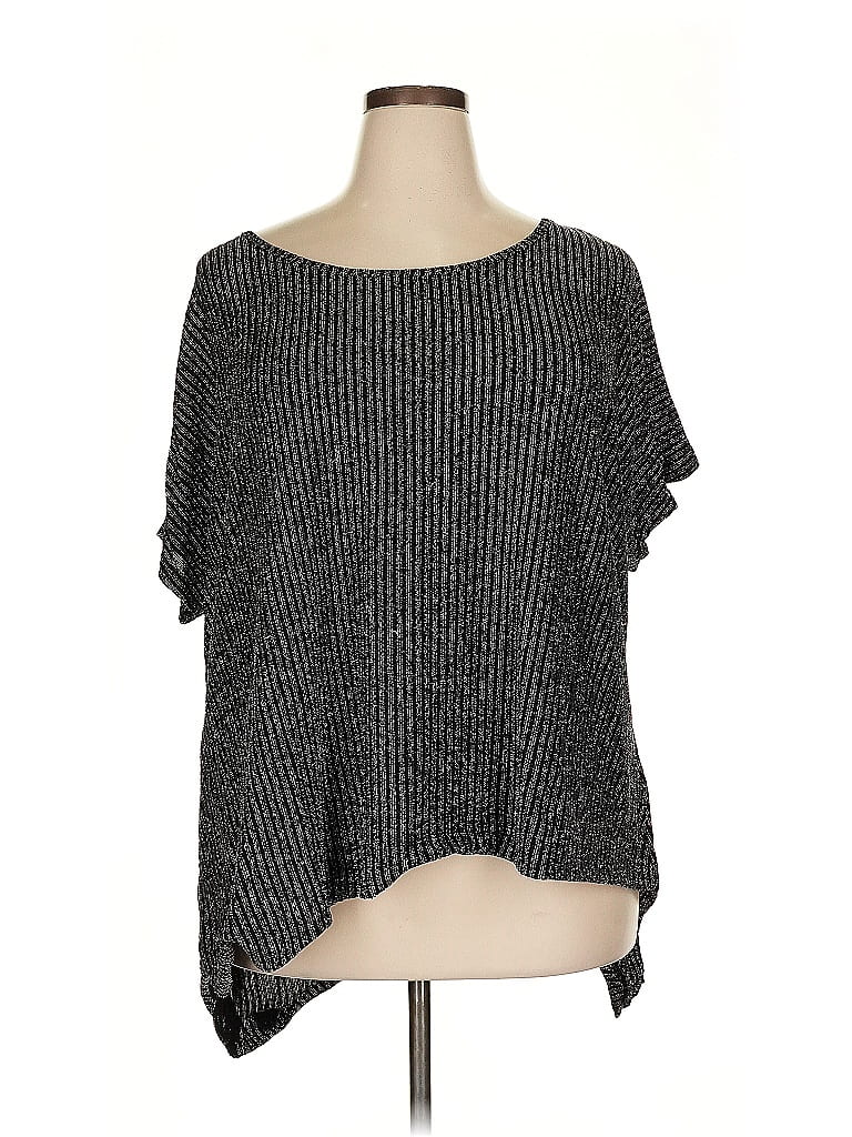 Pre-owned Shein Curve Short Sleeve Top Gray Square Neckline Tops