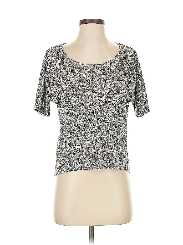Pre-owned Forever 21 Short Sleeve Top Gray Scoop Neck Tops