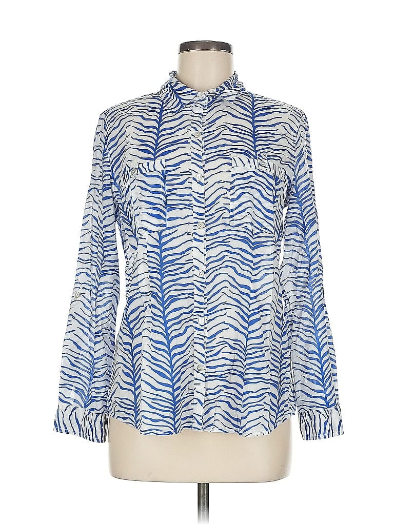 Pre-owned Chico's Long Sleeve Blouse In Blue