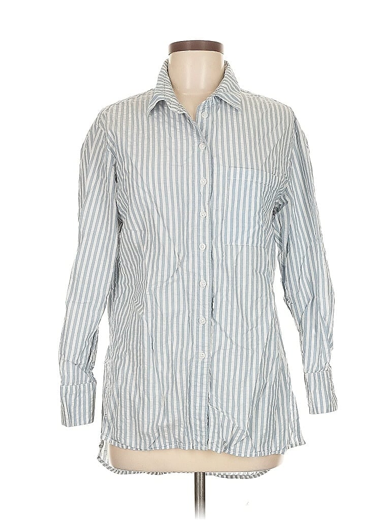 Pre-owned Lola River Long Sleeve Button Down Shirt In Blue