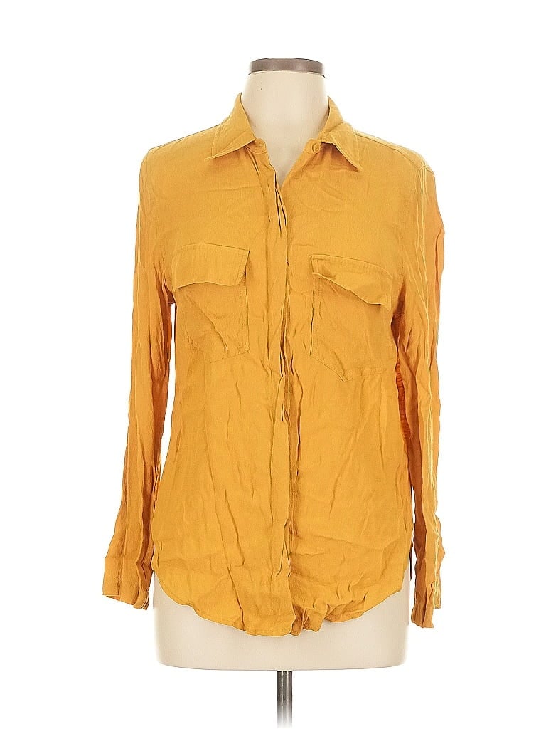 Pre-owned Porridge Long Sleeve Button Down Shirt In Yellow