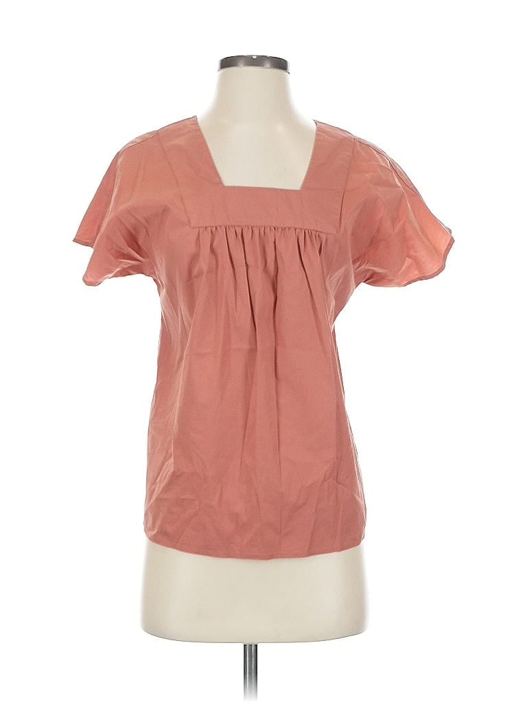 Pre-owned Hinge Short Sleeve Blouse In Pink