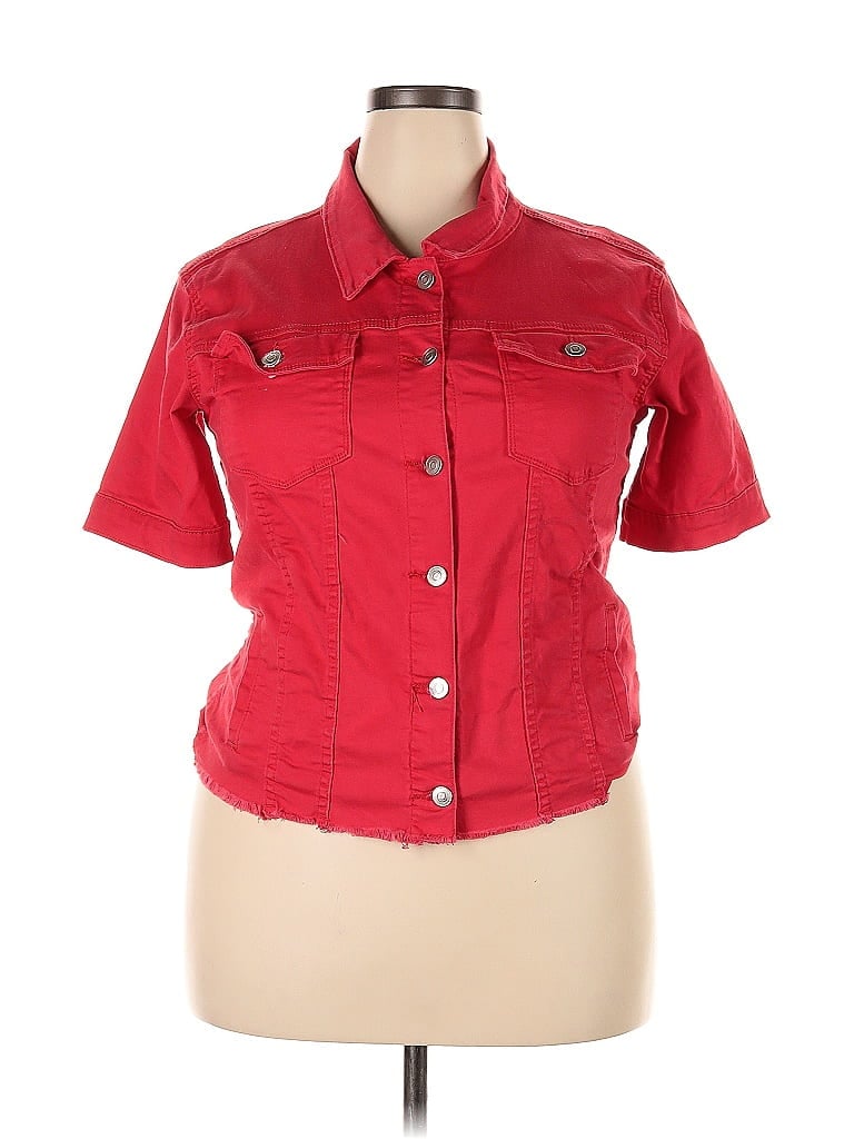 Pre-owned Assorted Brands Short Sleeve Button Down Shirt In Red