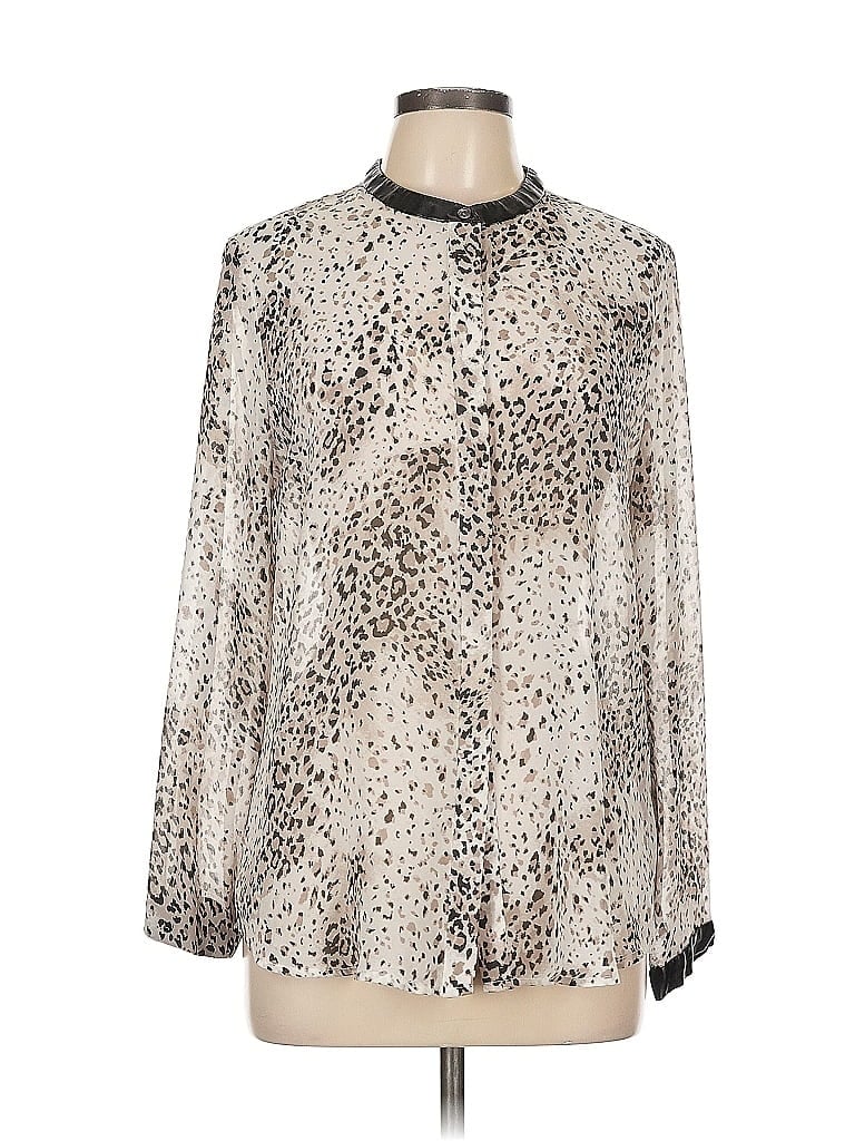Pre-owned Dknyc Long Sleeve Blouse In Silver