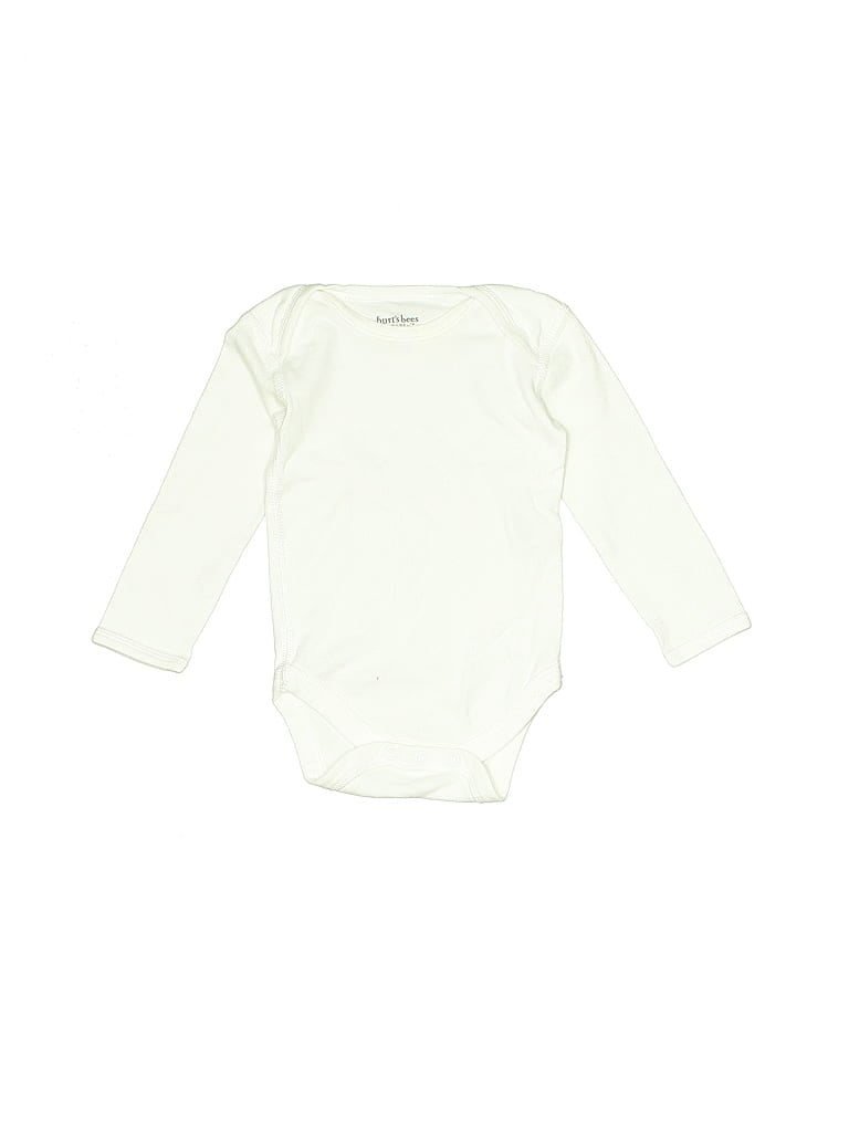Pre-owned Burt's Bees Baby Babies' Long Sleeve Onesie In White