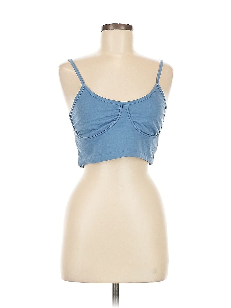 Pre-owned Missguided Tank Top Blue Strapless Neckline Tops