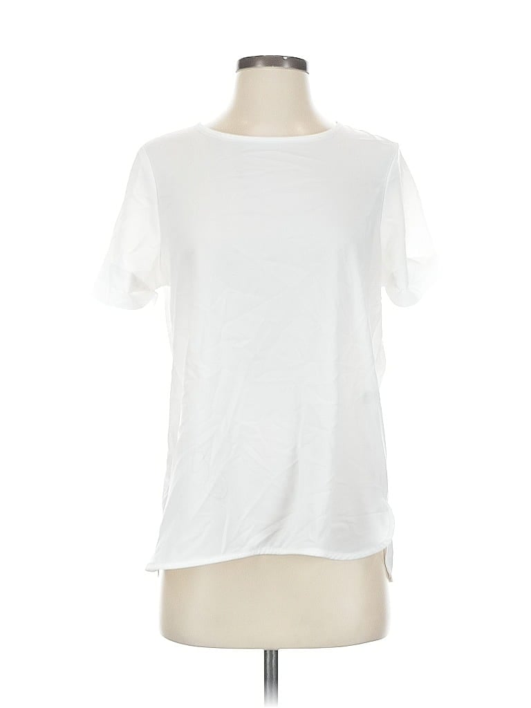 Pre-owned Stradivarius Short Sleeve Top White Crew Neck Tops
