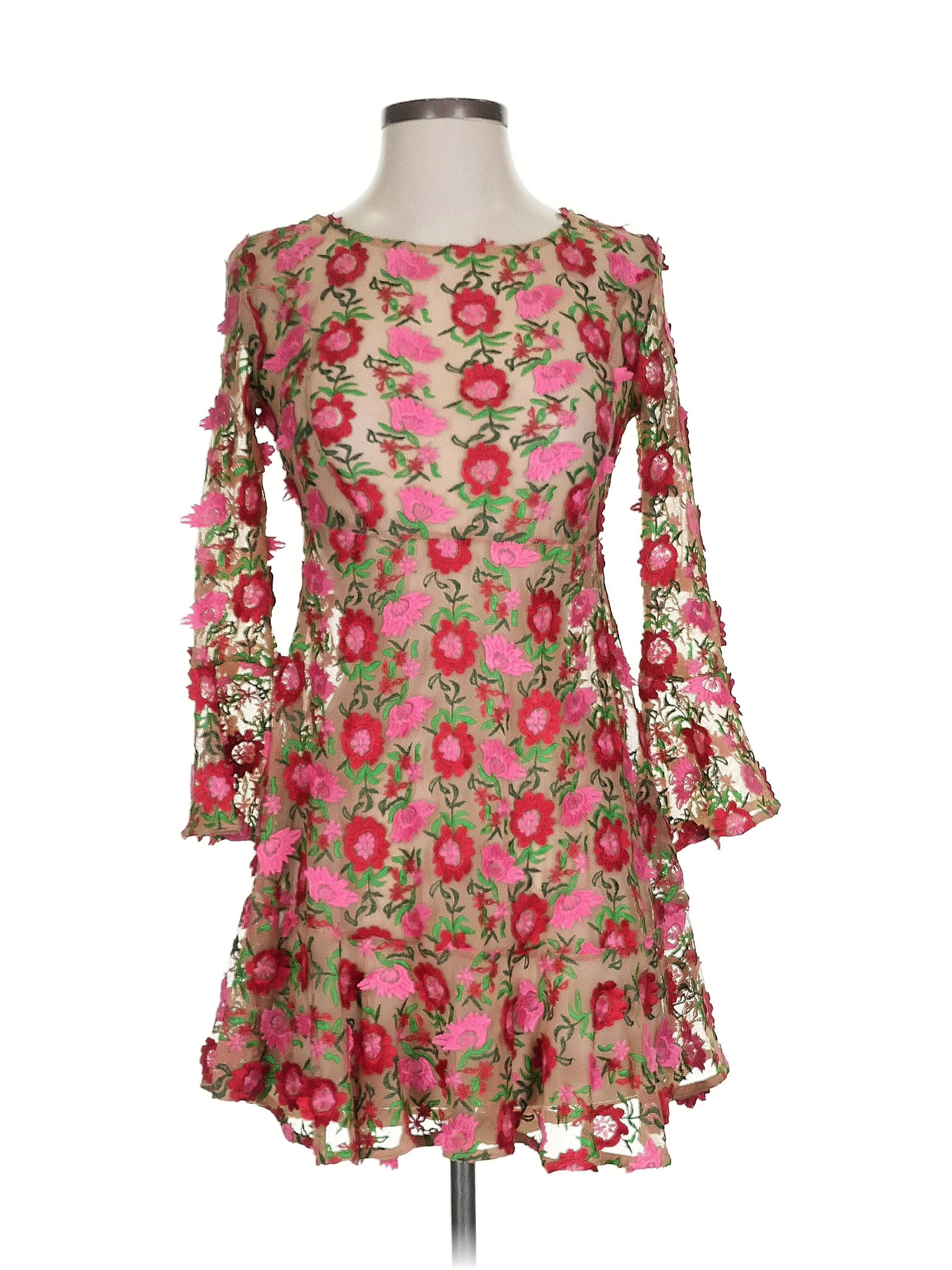 For Love &amp; Lemons Floral Pink Cocktail Dress Size S