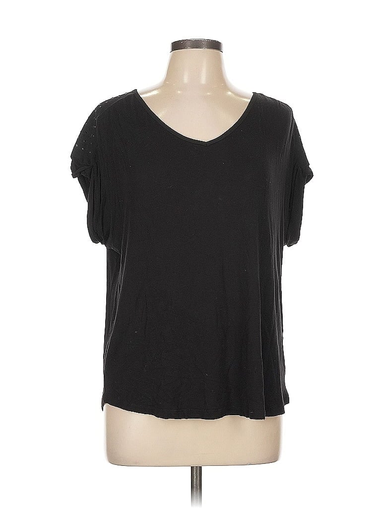 Pre-owned Pleione Short Sleeve Top Black V Neck Tops