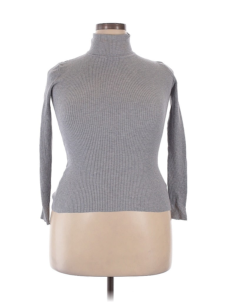 Pre-owned Unbranded Long Sleeve Top Gray Turtleneck Tops