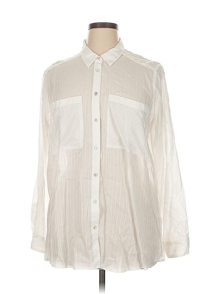 Pre-owned Express Long Sleeve Button Down Shirt In White