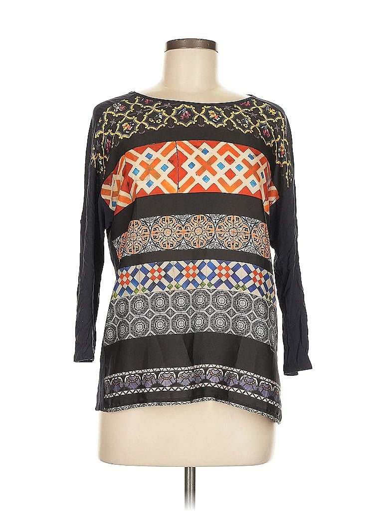 Pre-owned Zara W&b Collection 3/4 Sleeve Top Black Boatneck Tops