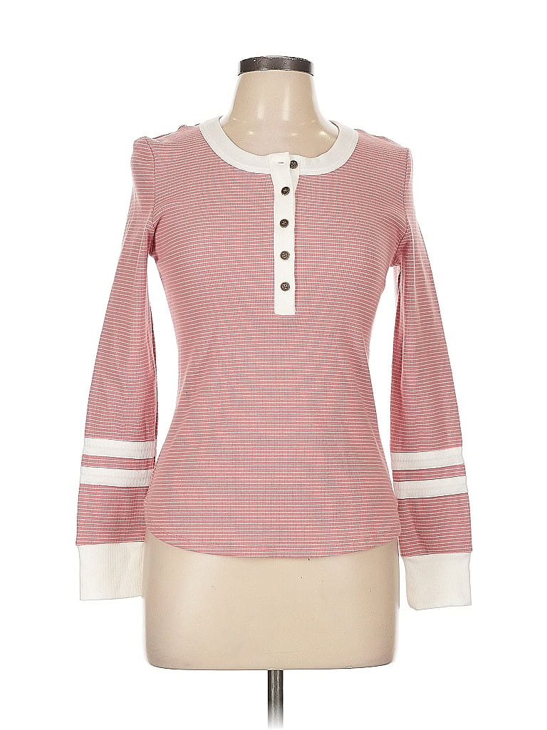 Pre-owned Oak And Trellis Long Sleeve Henley Shirt In Pink