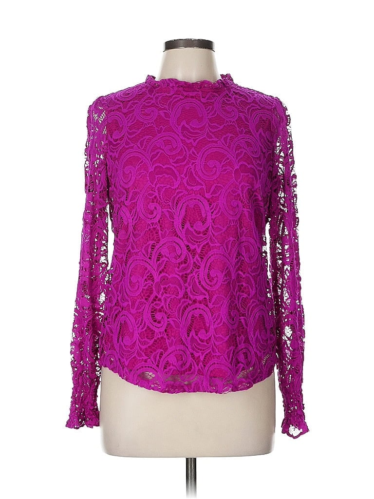 Pre-owned Adrianna Papell Long Sleeve Blouse In Purple