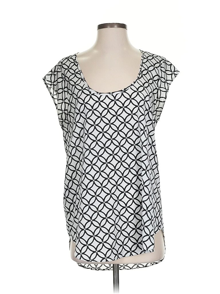 Pre-owned Daniel Rainn Short Sleeve Top Silver Square Neckline Tops