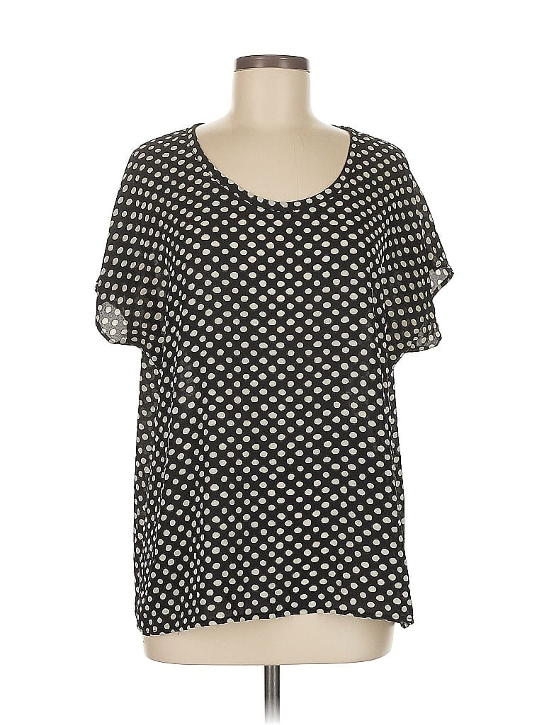 Pre-owned Everleigh Short Sleeve Blouse In Black