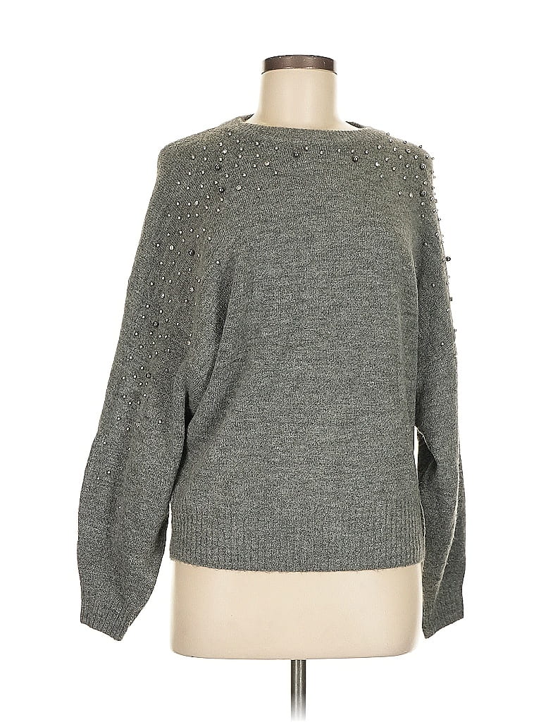 Pre-owned H&m Long Sleeve Top Gray Crew Neck Tops