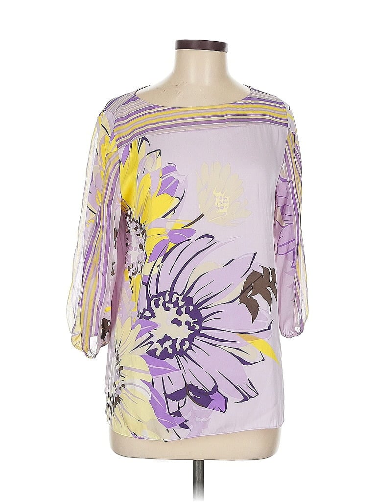 Click to view more detailed imagery on our partner's website Pre-owned Elie Tahari 3/4 Sleeve T-shirt In Purple