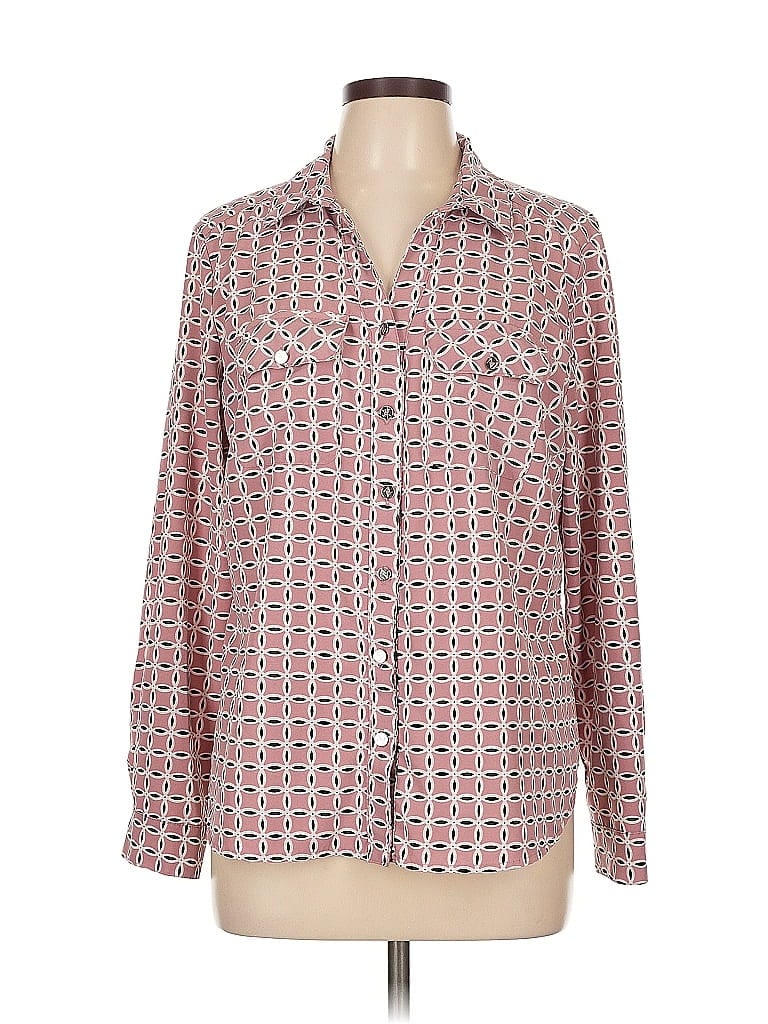 Pre-owned Adrienne Vittadini Long Sleeve Blouse In Red