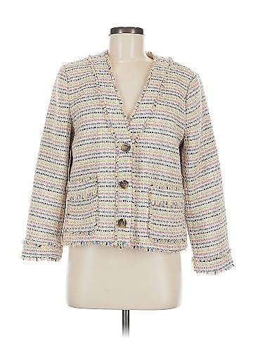Ann Taylor 100% Polyester Ivory Blazer Size 8