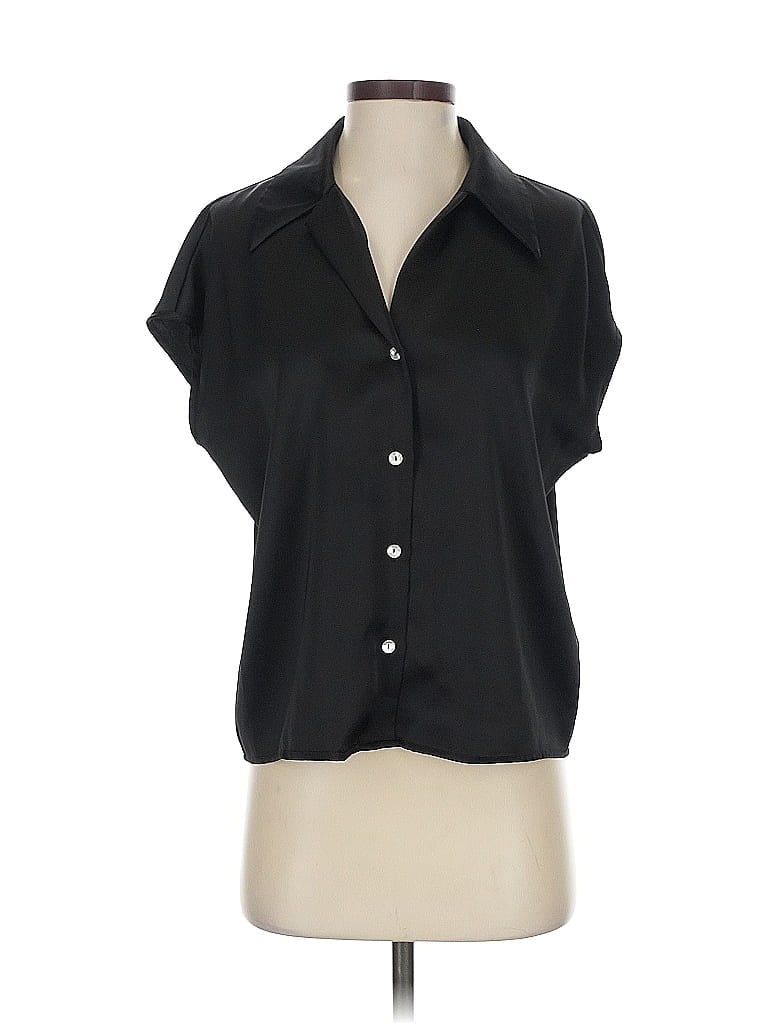 Pre-owned Rachel Zoe Short Sleeve Blouse In Black