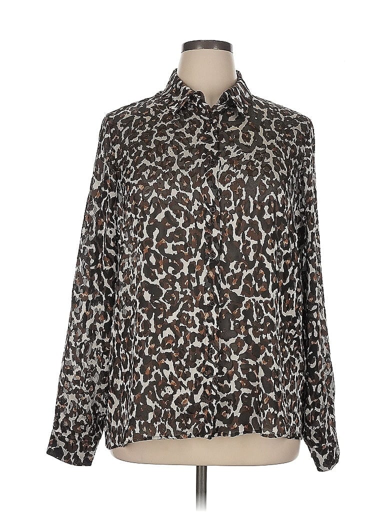 Chemise Manches Longues Ted Baker London - Taille 4 - Imprimé Marron/noir - Occasion Très Bon état