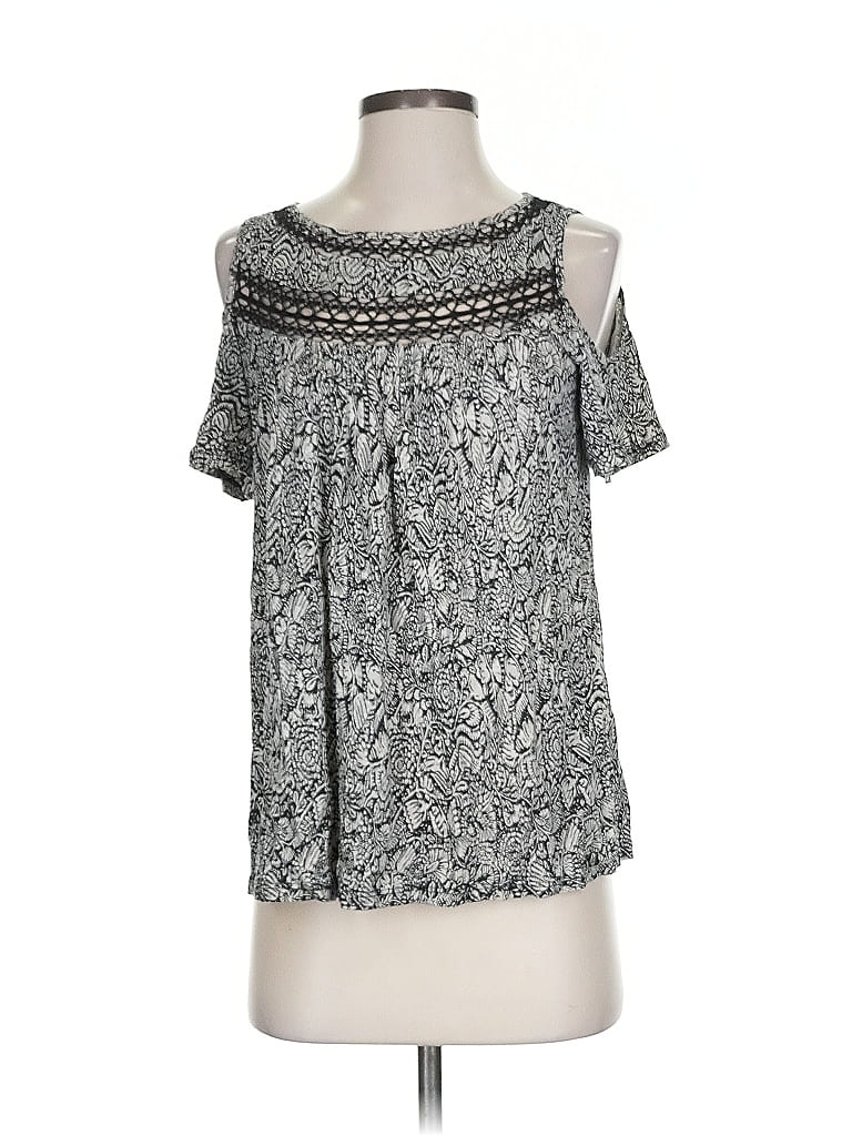 Pre-owned Lucky Brand Short Sleeve Blouse In Gray