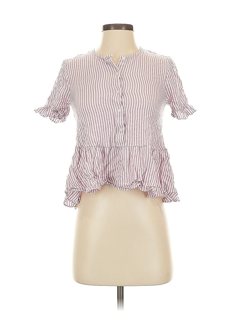 Click to view more detailed imagery on our partner's website Pre-owned Madewell Short Sleeve Blouse In Pink