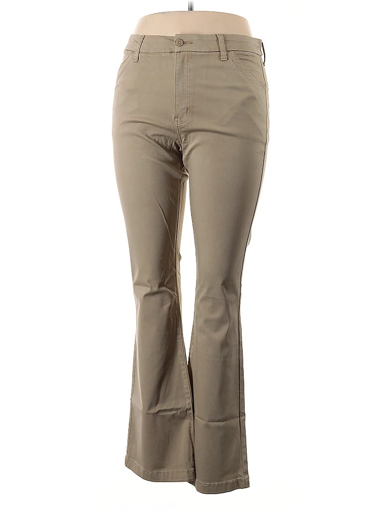 So Slimming by Chico's Solid Tan Blue Khakis Size 14 - photo 1