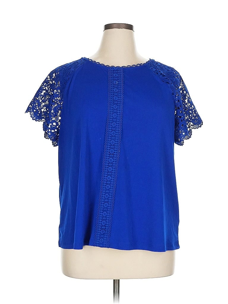 CABLE & GAUGE Pre-owned Short Sleeve Blouse In Blue