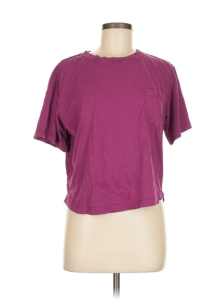 Pre-owned Z By Zella Short Sleeve Top Purple Crew Neck Tops