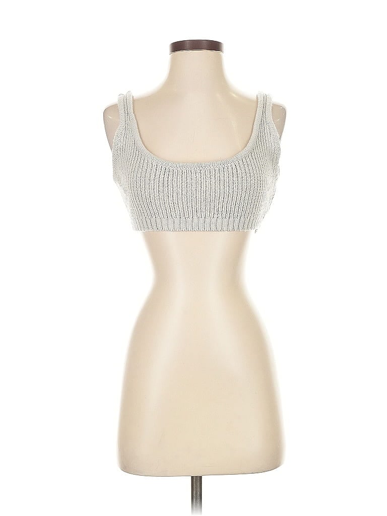 Click to view more detailed imagery on our partner's website Pre-owned Weworewhat Sleeveless Top Silver Sweetheart Neckline Tops
