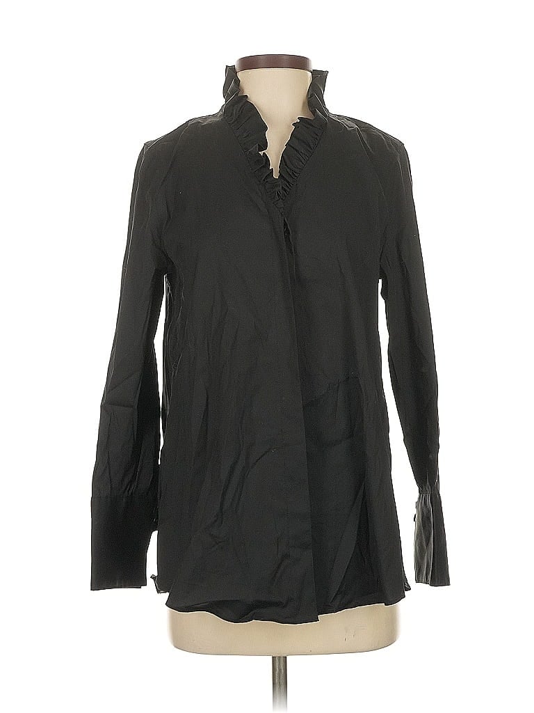 Pre-owned Chico's Long Sleeve Button Down Shirt In Black